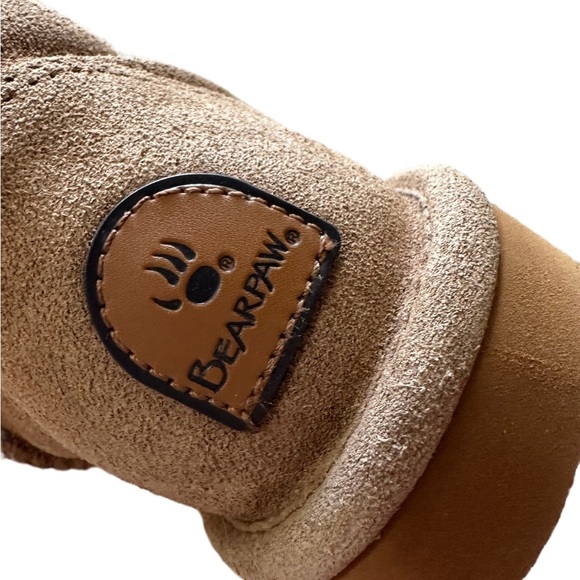 BearPaw Tan Suede Calf Boots with Sherpa Lining - Picture 4 of 10